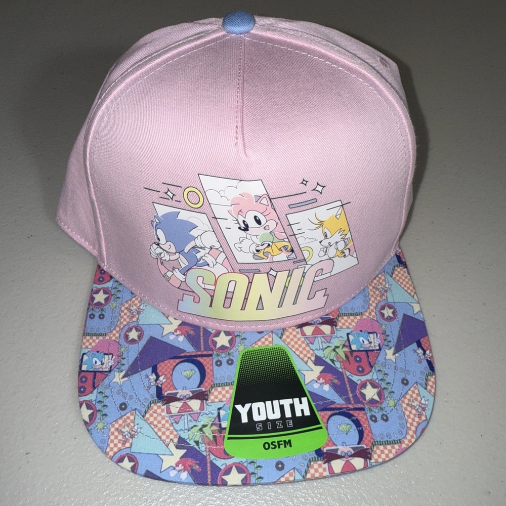 Sonic the Hedgehog Hat Girls‎ Youth One Size Sonic Speed Movie Snapback Cap Kids